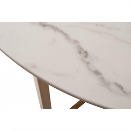 Стол обеденный круглый белый из искусственного мрамора Pearl White d110*76см 33FS-DT3022-BBS  