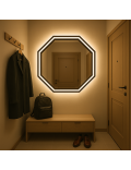 Восьмиугольное зеркало в раме с задней фоновой LED подсветкой Октагон 3 в интернет-магазине зеркальной мастерской ЗЕРКАЛА-М фото 1 